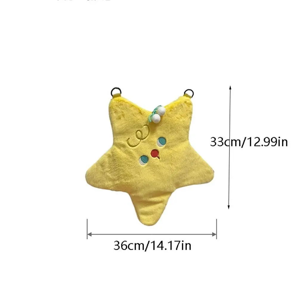 Kawaii Yellow Star Shape Crossbody Bag Single Shoulder Faux Fur Cartoon Shoulder Bag Ball Zipper Handbag Shopping view 6