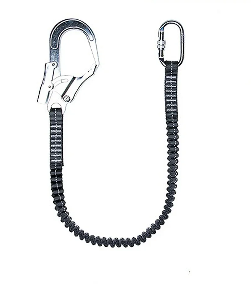 Outdoor High-altitude Work Anti-fall Safety Rope Double Hook with Buffer Bag Elastic Rope Set Electrician Protection Rope