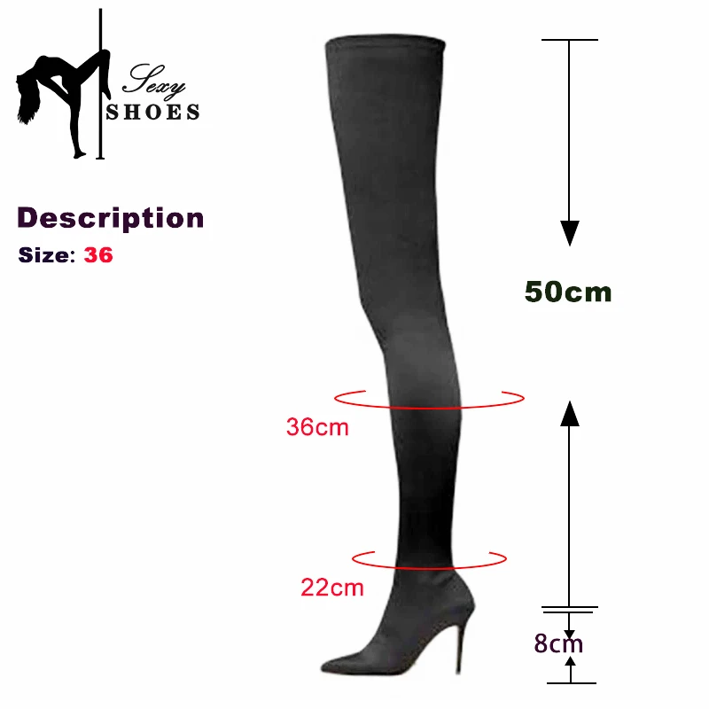 2023 Autumn New Stretch Sock Boots Pointed Toe High Heels Women Winter Warm Over The Knee Boots Party Dance Club Nightclub Shoes