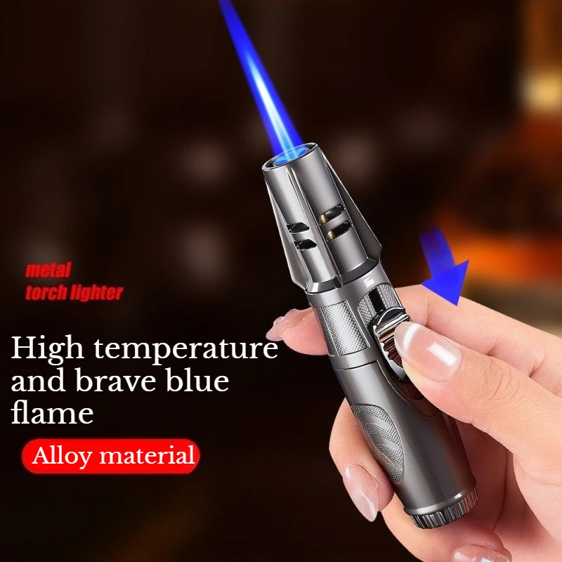 

Metal Mini Straight Flame Gun Inflatable Personalized Cigar Lighter Outdoor Barbecue Camping Special Lighter New Style