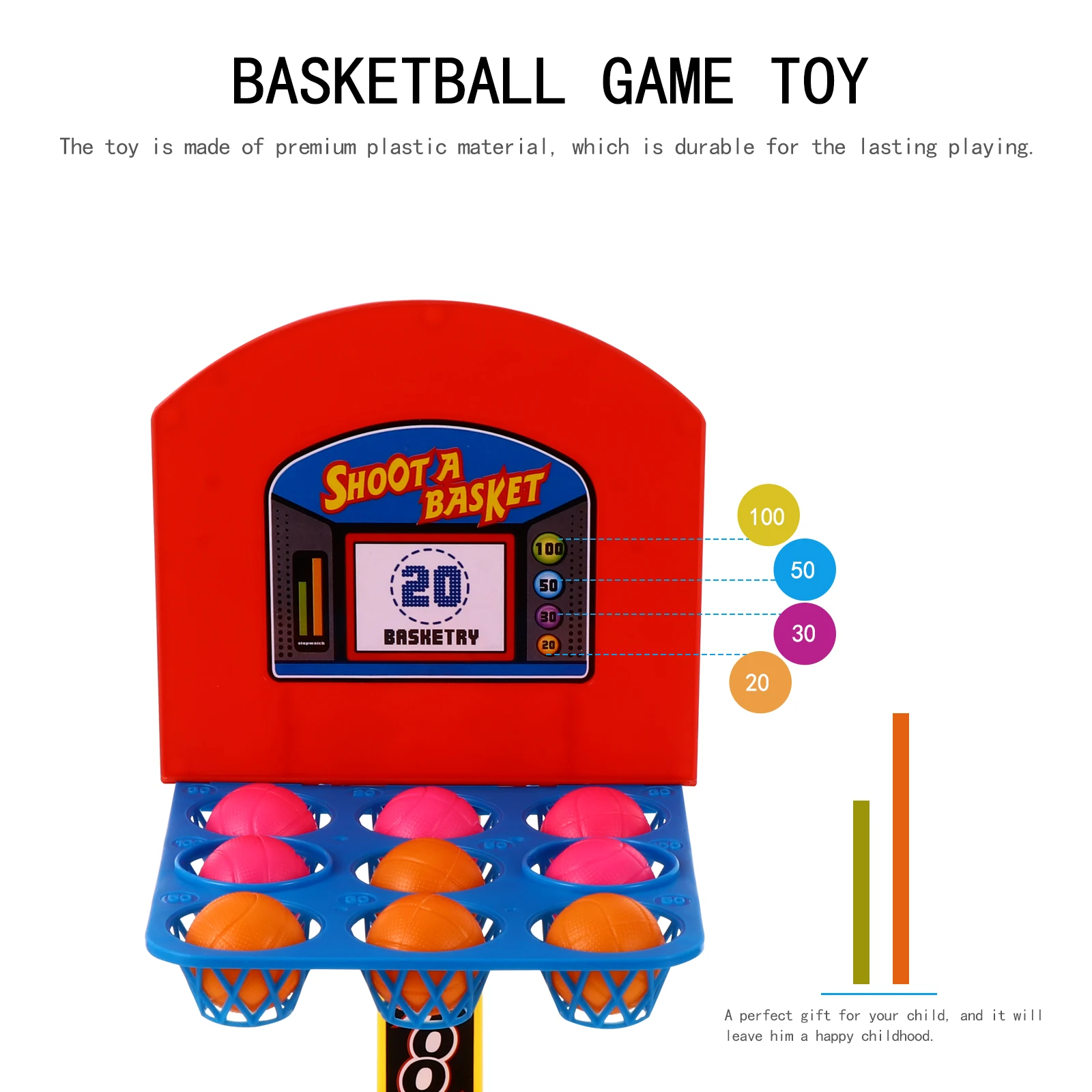 

1Set Marble Basketball Game Durable Interactive Kids Desktop Basketball Plaything Colorful Educational Early Learning Sports