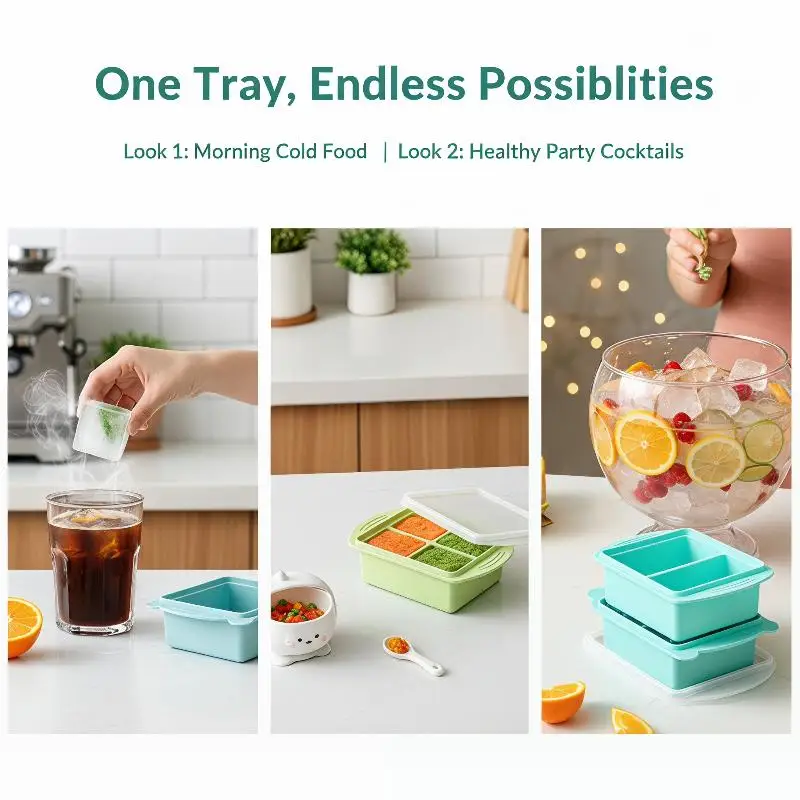 Silicone Ice Cube Mold with Lid for Efficient Freezing Double Compartment for Kitchen and Bar - view 6