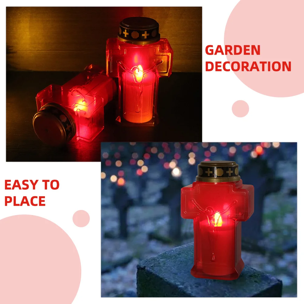 

3pcs Flameless Grave Light Outdoor Electric For Cemetery Garden Decor Memorial Yard Waterproof Night Lamp