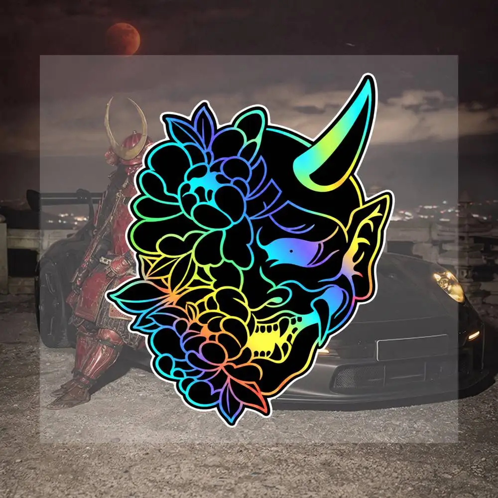 Flower Demon Hannya Mask 16cm Graffiti Stickers Set Hip Hop Street Art Vinyl Decals For Laptop Skateboard Water Bottle Helmet