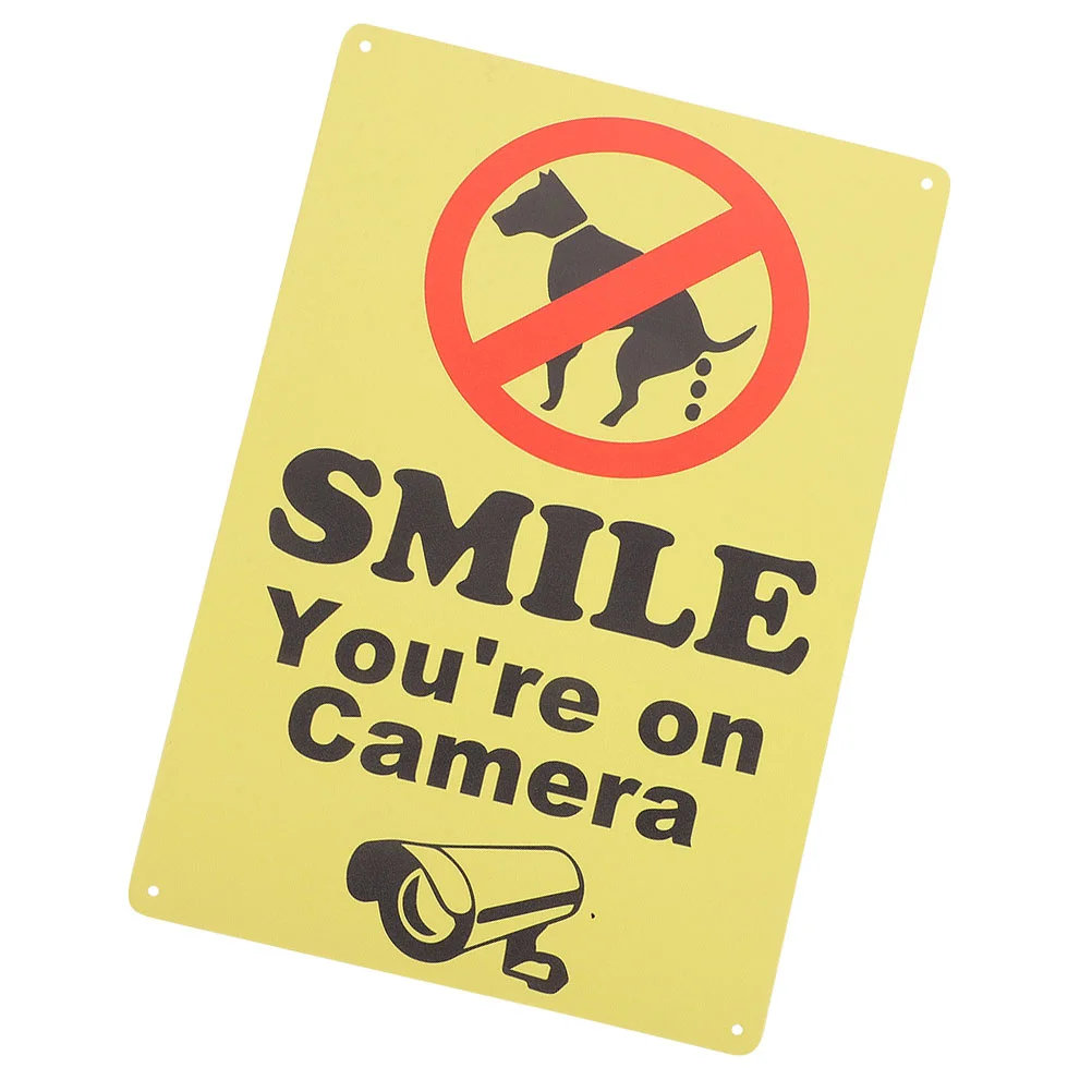 

Retro Iron Wall Sign Dog No Peeing Smile You're Camera Signs for Yard Household Tin Painting Walking Warning Outdoor