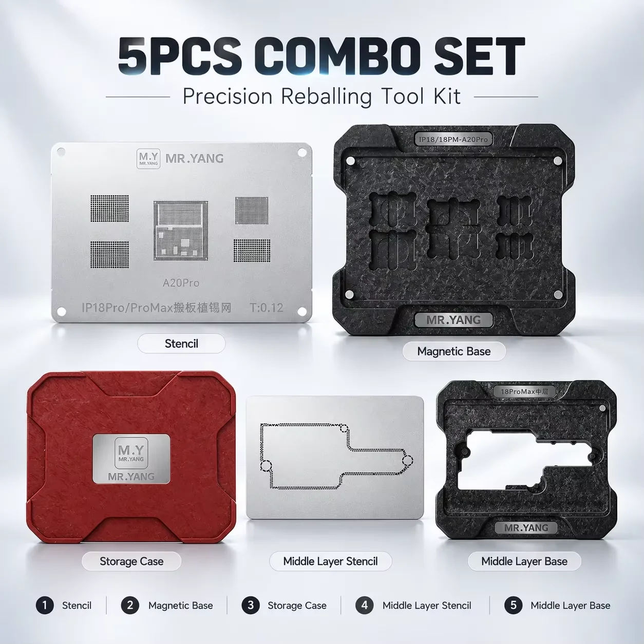 Mr.Yang A20Pro Precision Reballing Tool Kit Middle Layer Net A20Pro Stencil Tin Reballing Repair for IP 18Pro 18Pro Max