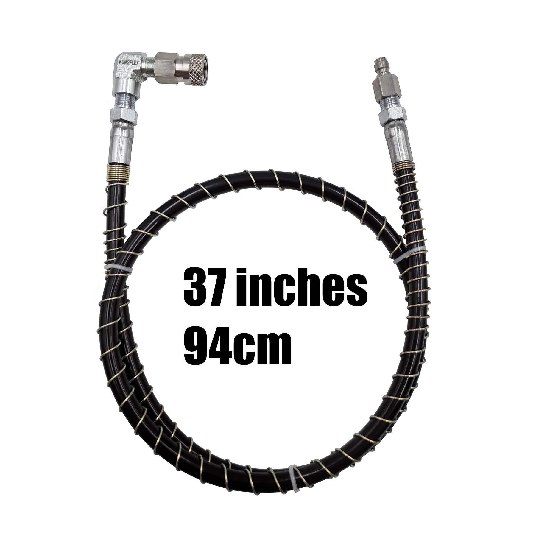 Linha longa Micro Mangueira HPA Tampa de mola de carregamento, Feminino e Masculino, 90 Graus End, 8mm Quick Disconnector, Remote Fill Whip, Novo