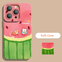 Summer Cool Watermelon Cat Phone Case For Xiaomi Poco F7 F6 F5 X7 X6 X5 X3 M6 Pro Mi 13 12 11 Lite 5G 15 14 13 14T 13T 12T Cover