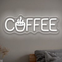 Coffee Neon Sign USB Dimmable Coffee Cup LED Neon Sign for Café Shop Home Bar Party Front Desk Business Wall Decor Open Gift