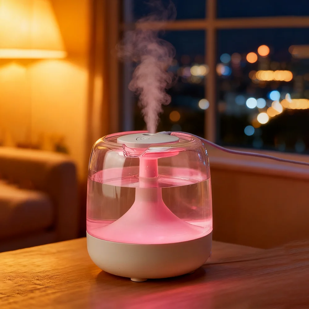 Large Spray Mute Colorful Light Transparent Water Tank Aromatherapy Humidifier Indoor Portable Bedroom Air Humidifier