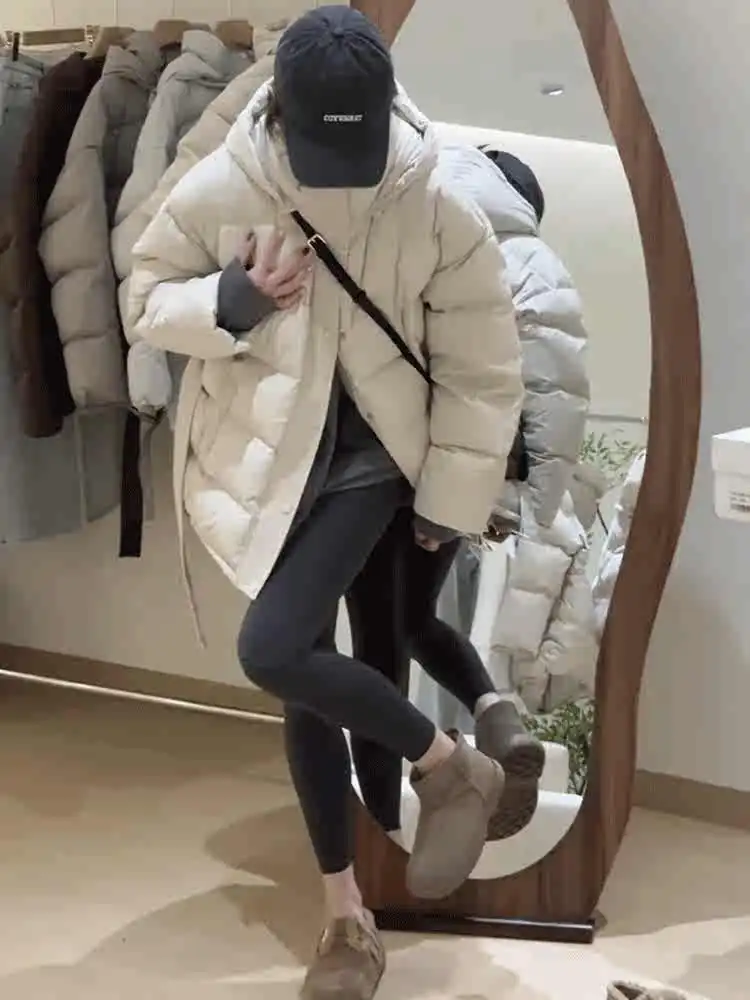 

Women's Short Thickened White Duck down Puffer Jacket Winter New Style Loose Slimming Warm Simple Bread Style Coat