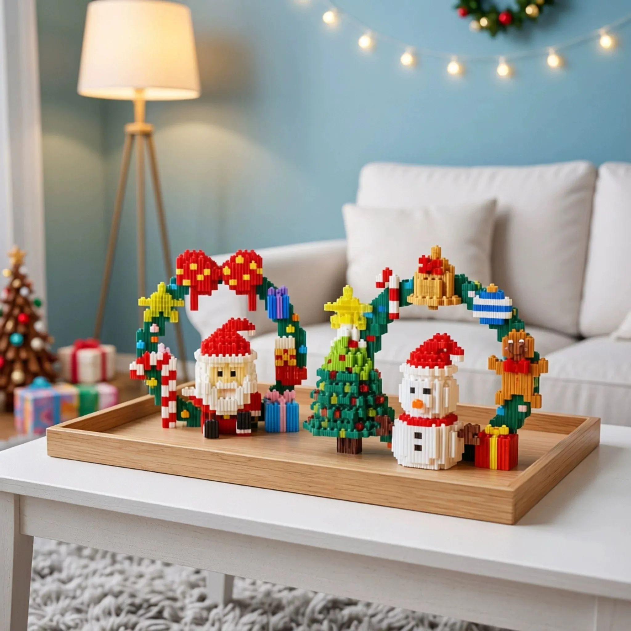 Christmas Wreath Series Interlocking Building Blocks Santa Claus 946Pcs Christmas Snowman 1010Pcs Small Particle Assembly Building Blocks Ornaments Holiday Gift DIY Educational Toys Suitable for Christmas and Halloween