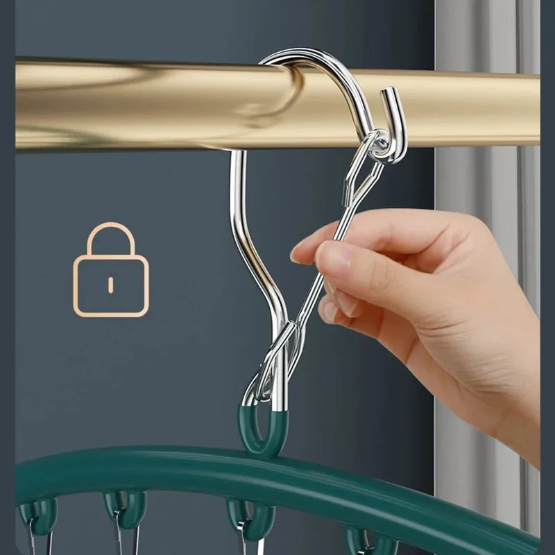 10 Clips Stainless Steel Sock Clip Pace-Saving Arc Sock Drying Rack Windproof Non-slip Clothes Rack Underwear Clip Towel Hanger