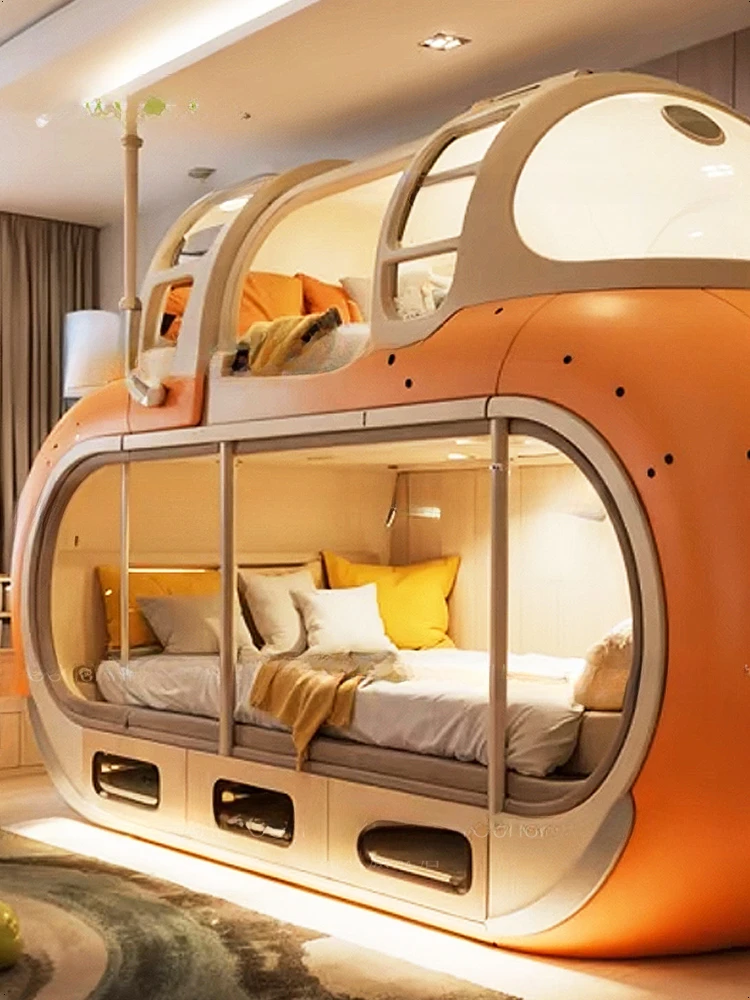 Creative Children's Bed Homestay Ocean Wind Submarine Bed, Undersea Column Up and Down Bunk  Children's Play House