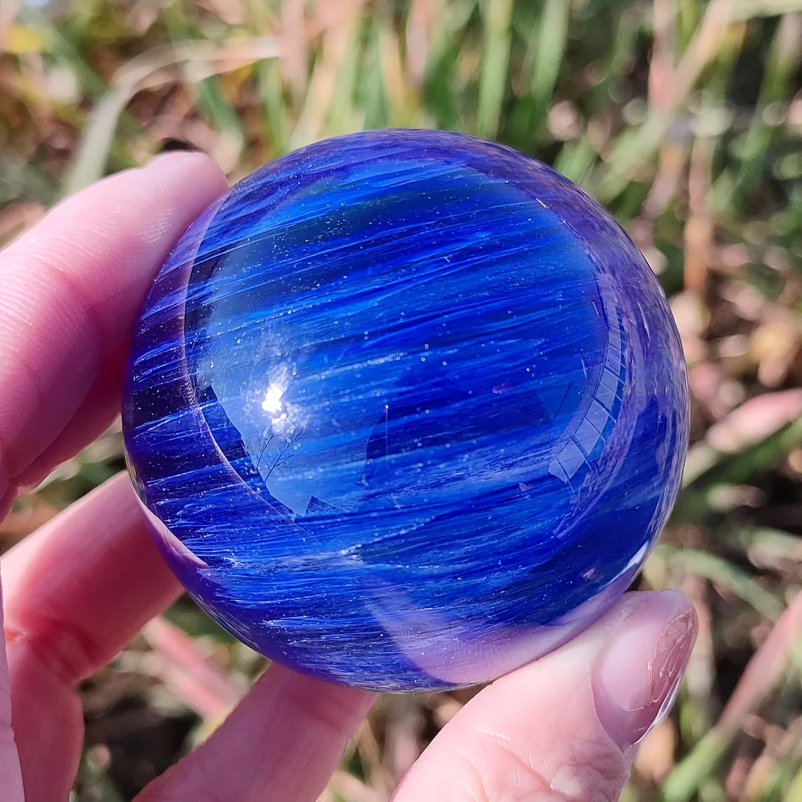 Blue Melting Quartz Crystal Ball - Elegant Home Decor Suitable for Meditation and Spiritual Guidance - Perfect Holiday Gift