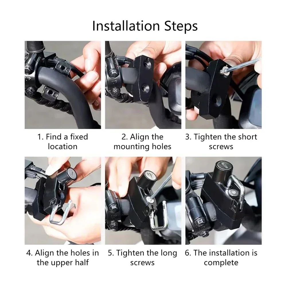 Secure Helmet Lock with Keys for Motorcycles Scooters and Bikes Fits For Handlebars 22 to 28 Millimeters Zinc Alloy