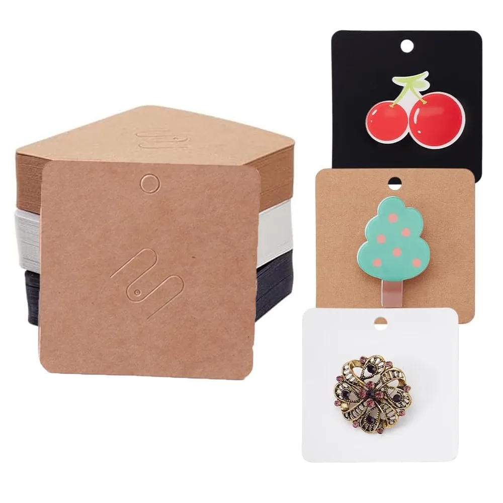 

50pcs/Lot Square Paper Hang Cardboard Brooch Display Cards for Pins Hairclips Gifts Jewelry Packaging Small Business Supplies