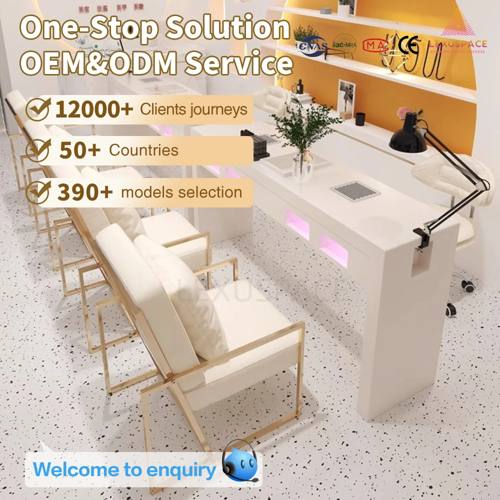 Modern Nail Table Manicure and Nail Desk Set with Customized Color for Nail Beauty Salon