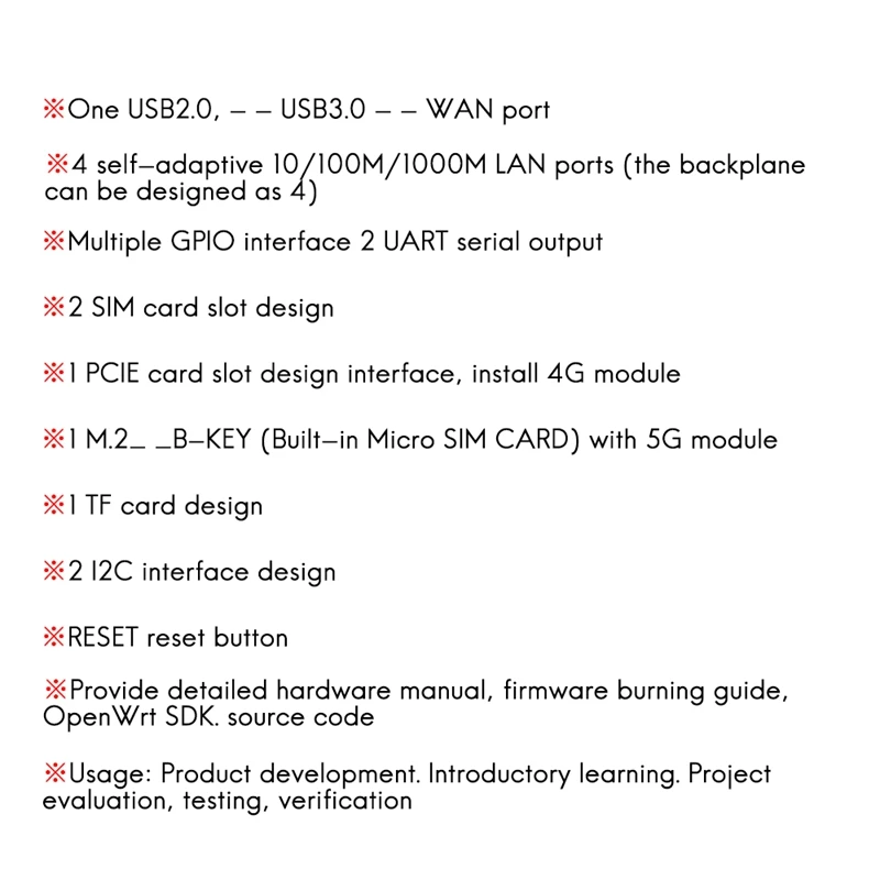 WIFI 6 Routing Module Gigabit Gateway 5G 4G To Wifi6 Routing 5G-2.4G/5.8G 11AX Development Board