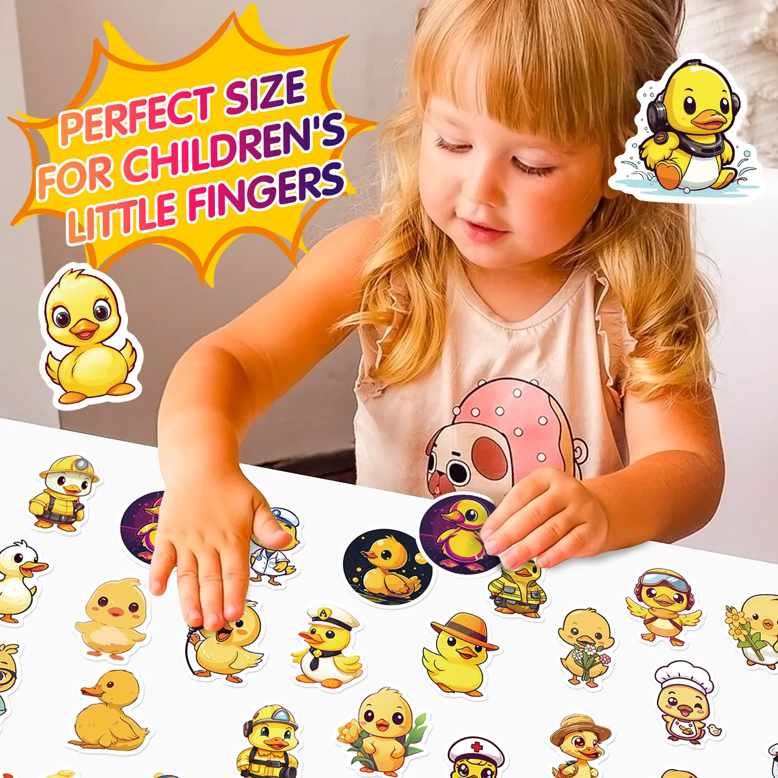 10/25/50pcs Cute Little Duck Cartoon Stickers for DIY Kids Scrapbooking Stationery Water Bottle Phone Laptop Guitar Decal