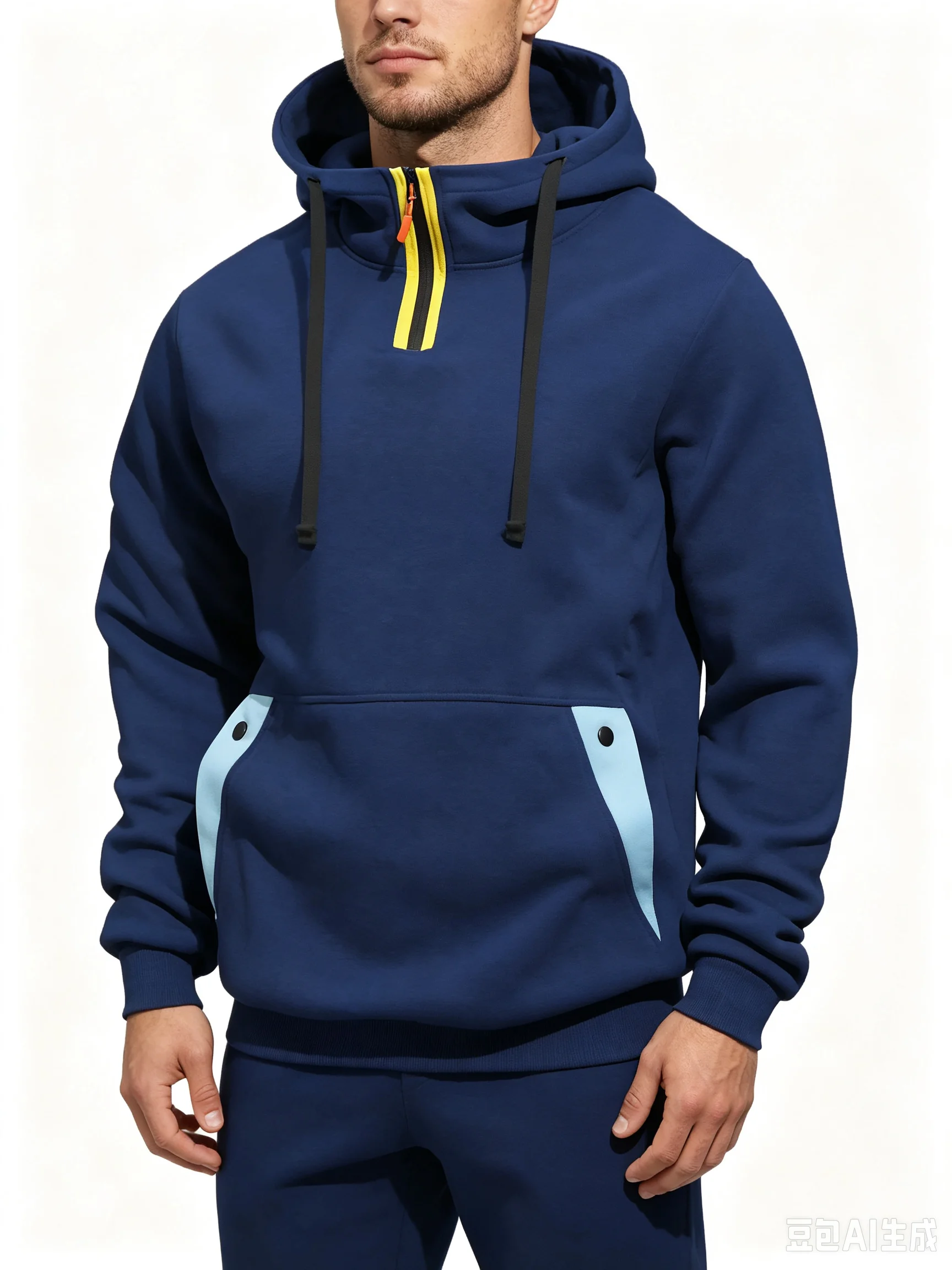 Fashion Men Autumn Hooded Sweatshirt Spliced Sports Fitness Top Casual Hoodie Male Daily Training & Daily Street Wea