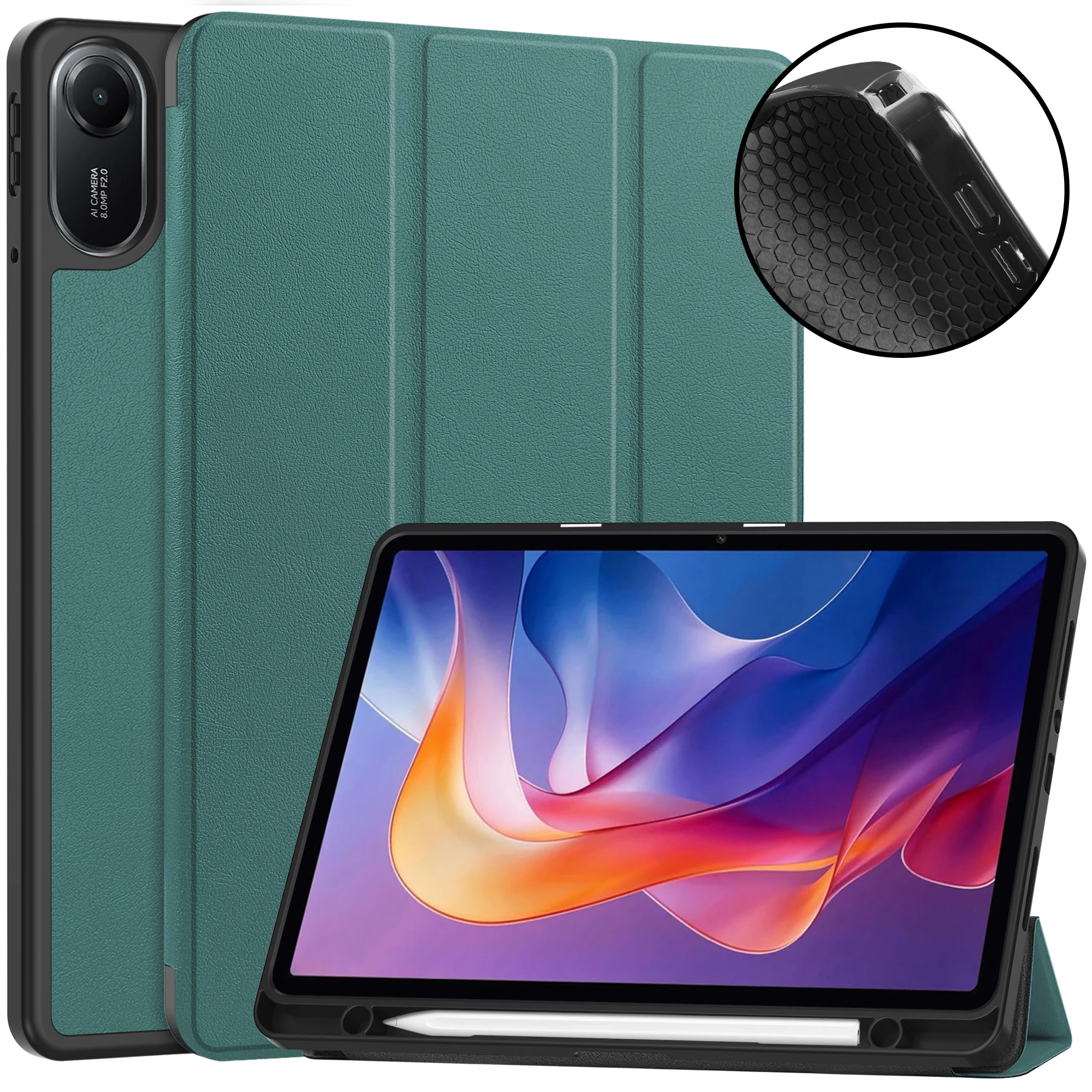 

Чехол для Xiaomi Redmi Pad 2 11 дюймов 2025 года, из TPU и кожи, с тройной складной подставкой, магнитной застежкой и слотом для стилуса.