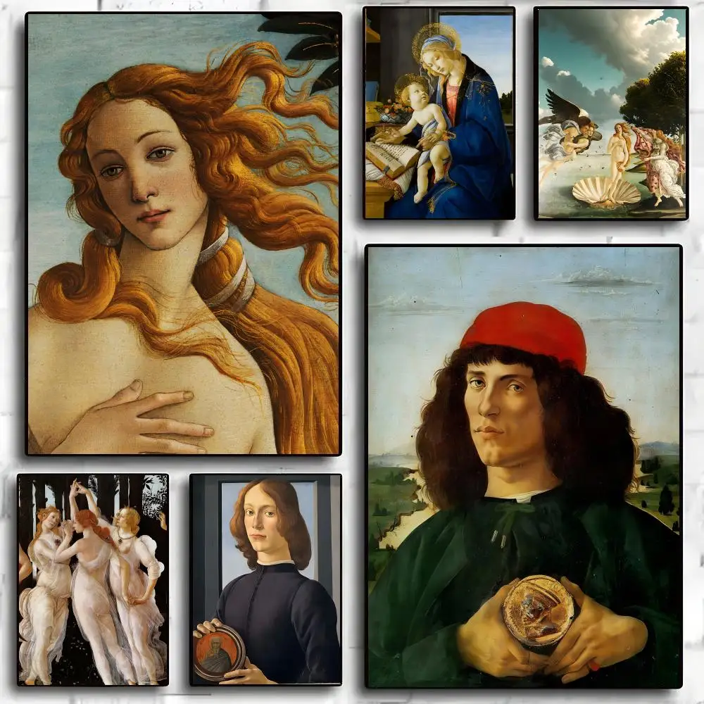 Sandro Botticelli soft Poster Advanced Aesthetic Self-adhesive Printing Paper Wall Art for Living Room Home Decor