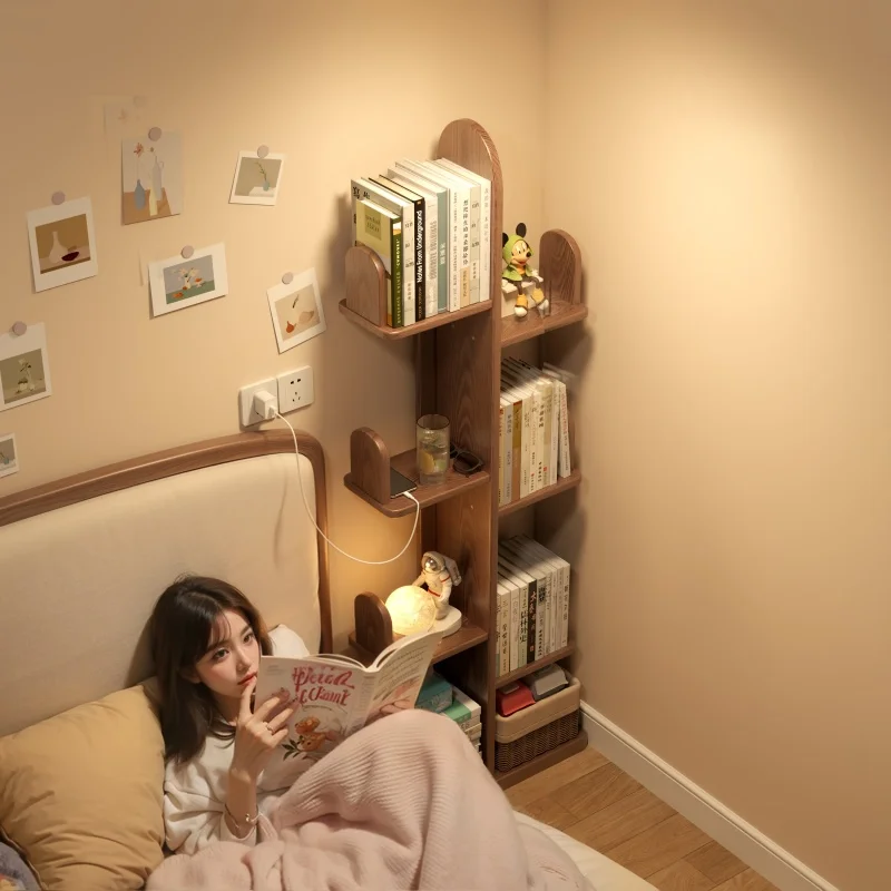Solid wood bedside bookshelf cactus thickened corner bookcase bedroom storage floor shelf children's small bookshelf