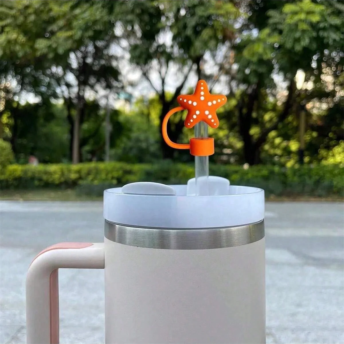1pc Straw Cover Cap For Cup Silicone Sea Animal Straw Topper For 30&40 Oz Tumbler With Handle Straw Tips Lids School Supplies