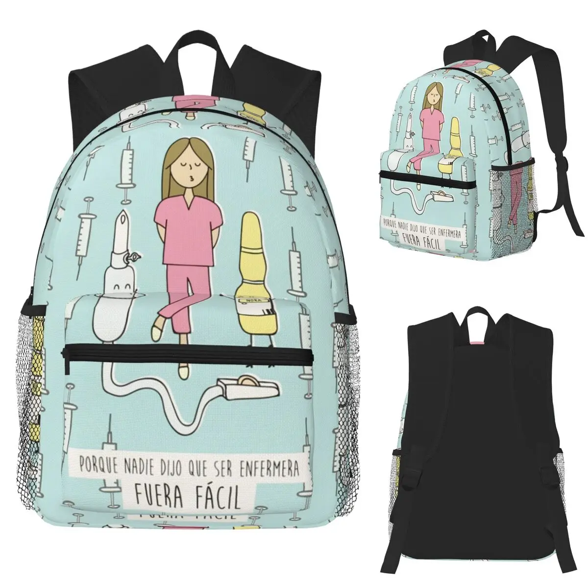 

Doctor Nurse Enfermera En Apuros Student Backpack School Bag Hiking Travel Daypack for Boys Girls Fashion Bookbag Shoulder Bags