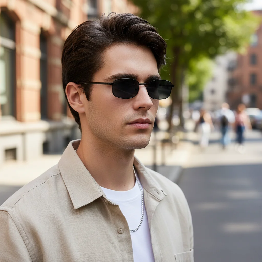 

Универсальные новые маленькие квадратные солнцезащитные очки, стильные металлические оправы, защита от ультрафиолета 1008