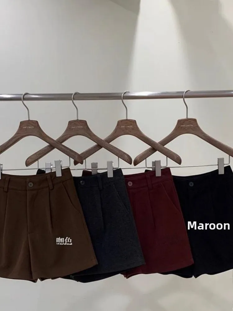 Wełniane spodnie z wysokim stanem i szerokimi nogawkami dla kobiet, jesienno-zimowe, plus size, kolor kawowy, codzienne spodnie bootcut, krój A-line, eleganckie.