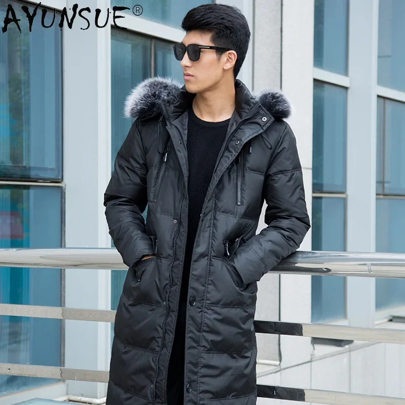 AYUNSUE Down Jacket Men\'s Clothing Winter Coat Men Thick Parkas Big Fox Fur Collar Clothes 5XL 8XL Plus Size Jackets Ropa LXR596