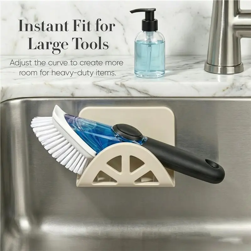 [NEWA08R】 Flexible Sponge Holder For Kitchen Sink-Adhesive Silicone Caddy Bendable Design, Metal Core Dish Scrubber Rack