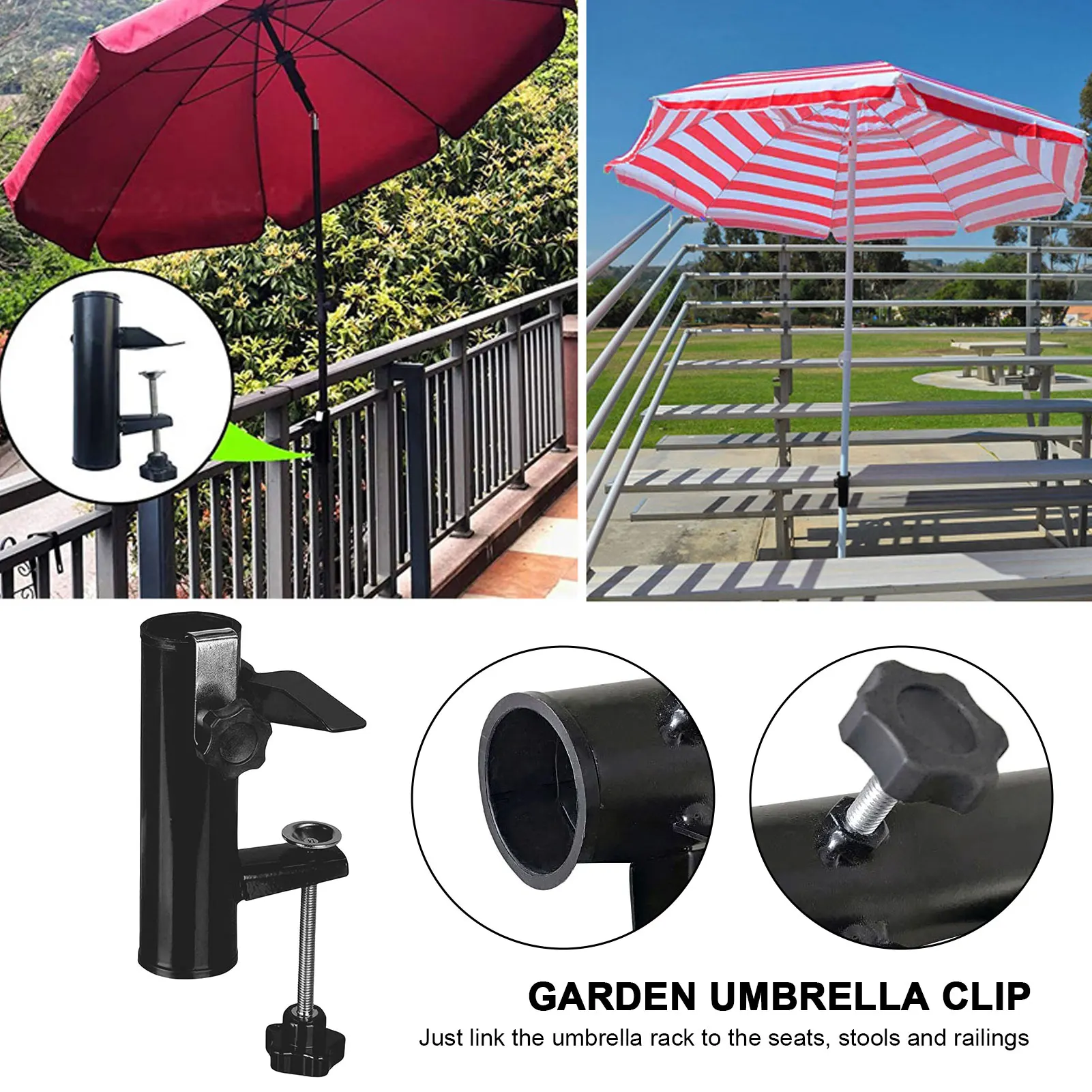 Iron Parasol Holder Heavy Duty Umbrella Clamp Metal Umbrella Stand Umbrella Bracket Deck Mount Tool Patio Umbrella Clamp