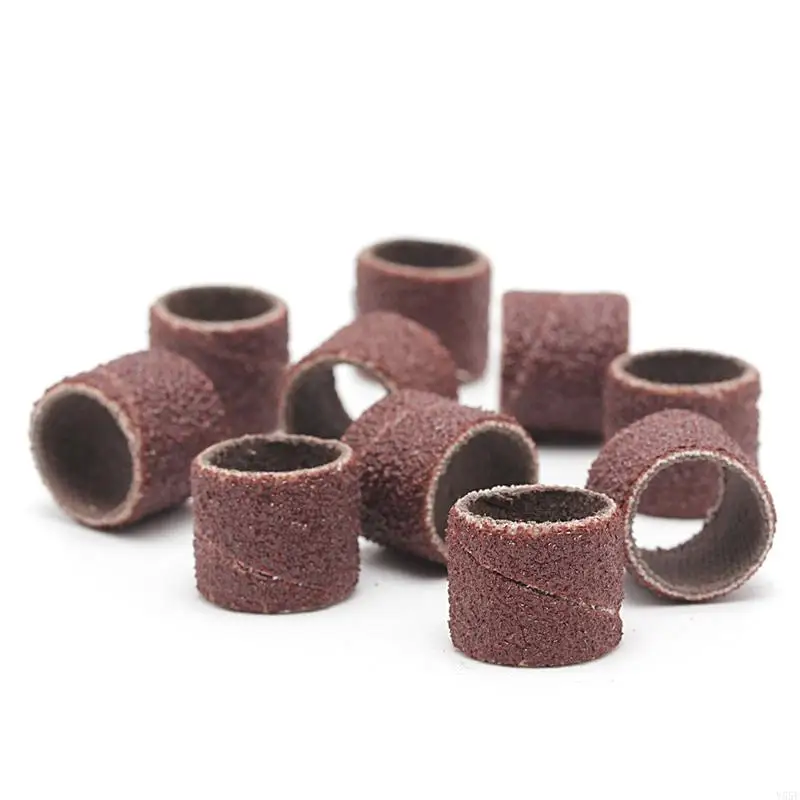 Y55e 10 pcs 12.5mm grit 80# pita pengamplasan +3.17mm mandrel rotary tool bor kuku bit