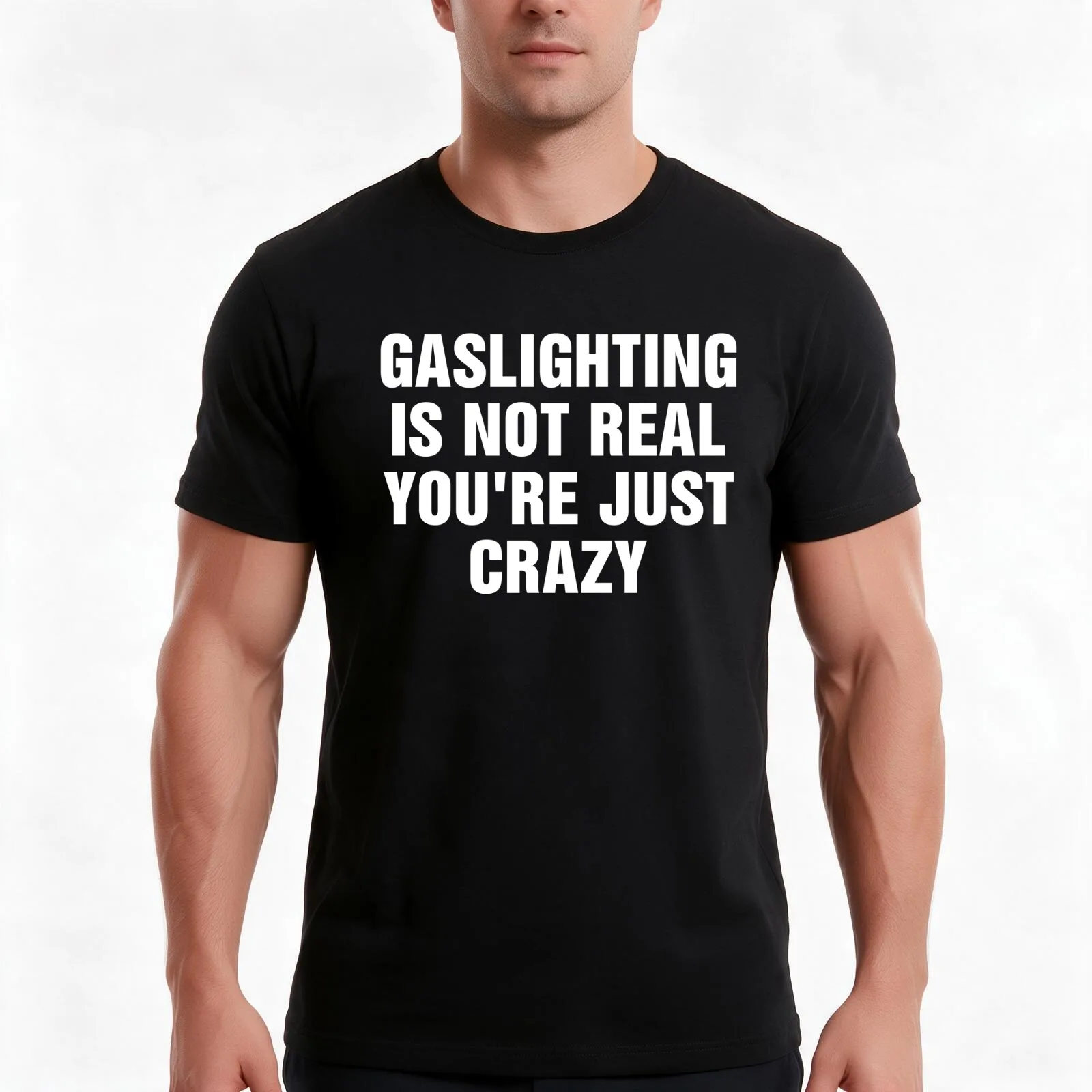 Gaslighting Is Not Real T-Shirt, Summer Casual Cotton Tee, Oversized Streetwear Tops, Vintage Graphic Print, Unisex Men Women