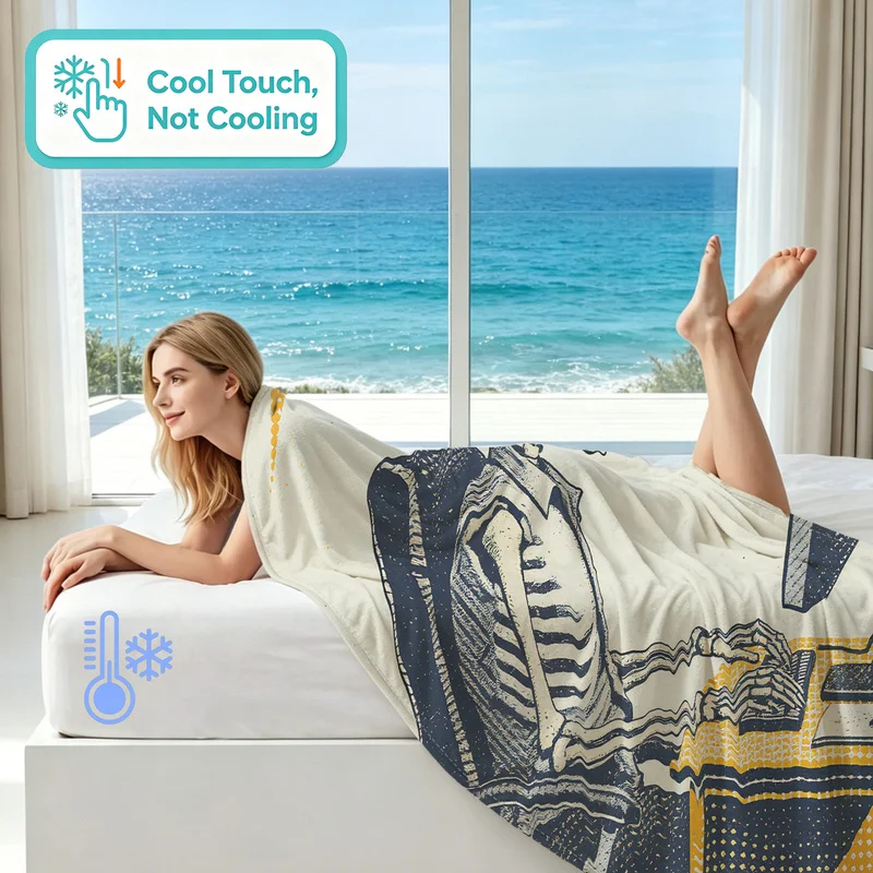 Skeleton Office Worker Cooling Blanket Retro Skull Typing On Computer Print Air Condition Blanket Summer Bedroom Sofa Decor Gift