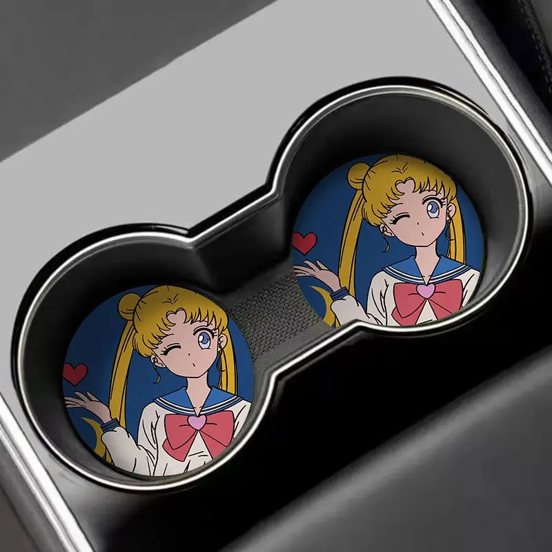 

Sailor Moon Car Cup Mat Cute cartoon car Cup storage pad General Creative Car Interior accessories