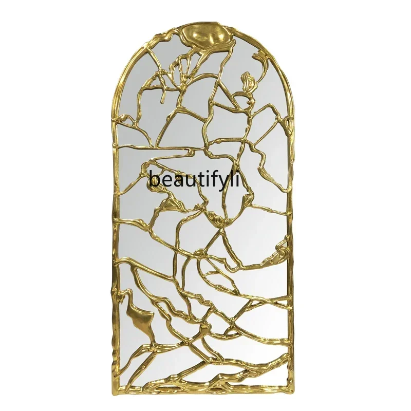54Customized special-shaped mirror, wall hanging, wall decoration, hand-carved irregular guest restaurant entrance mirrorSSS