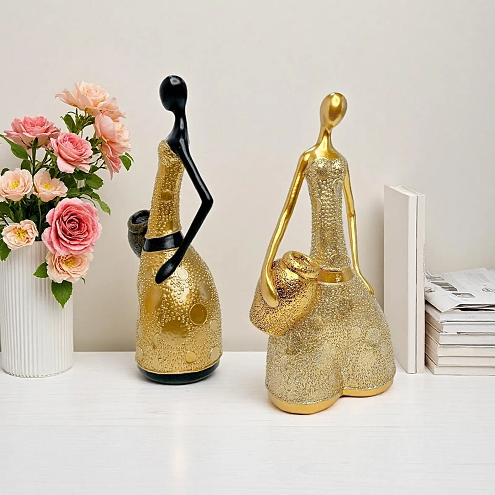 Abstract Sculpture Holding Jar Abstract Figurine Modern Female Body Sculpture For Desktop Home Living Room Bedroom Bookshelf