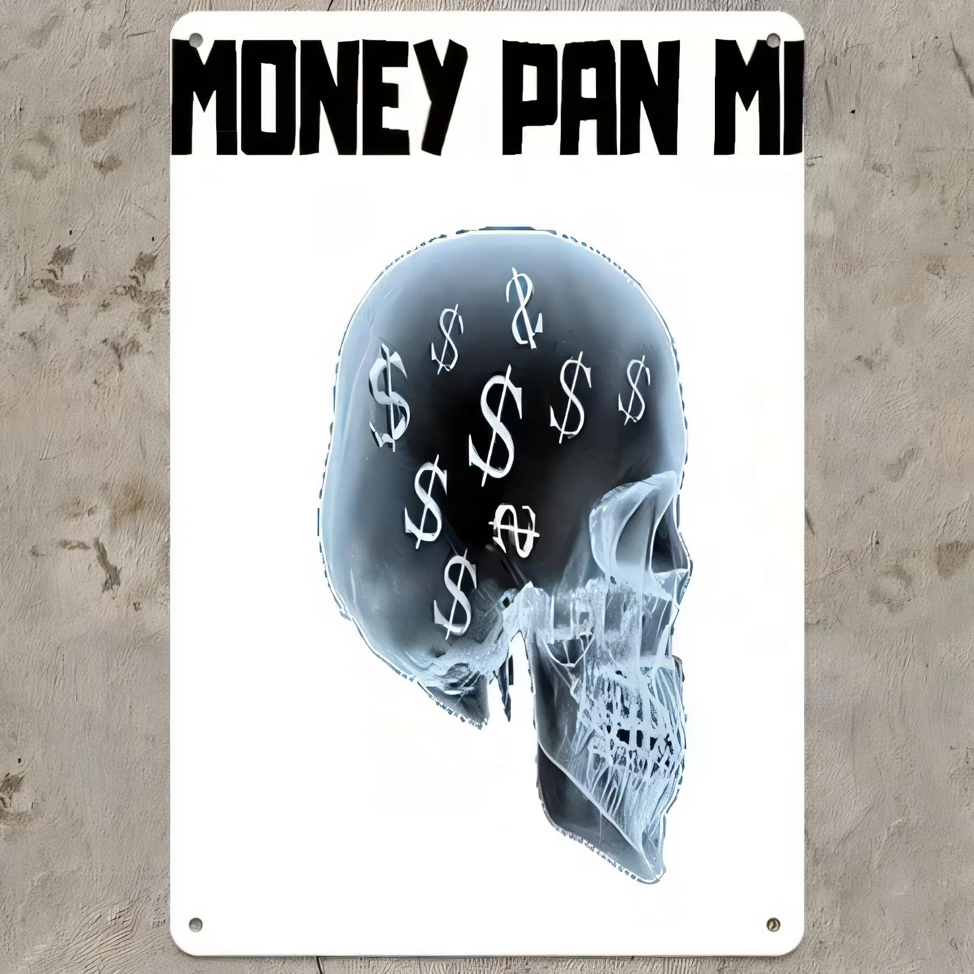 Money Pay Me Tin Sign for Wall Decor, Dollar Symbol Skull Metal Poster, Funny Pay Me Quote Plaque, Vintage Street Art Bar Cafe O
