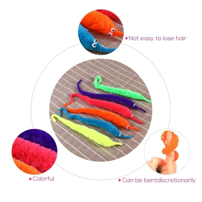 Magical Worm Toys Wiggly Twisty Fuzzy Carnival Party Favors Kids Gift