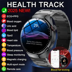 2024 nuevo para Android iOS reloj inteligente hombres Bluetooth llamada salud azúcar en sangre ácido úrico oxígeno en sangre Smartwatch mujeres ECG + PPG + HRV