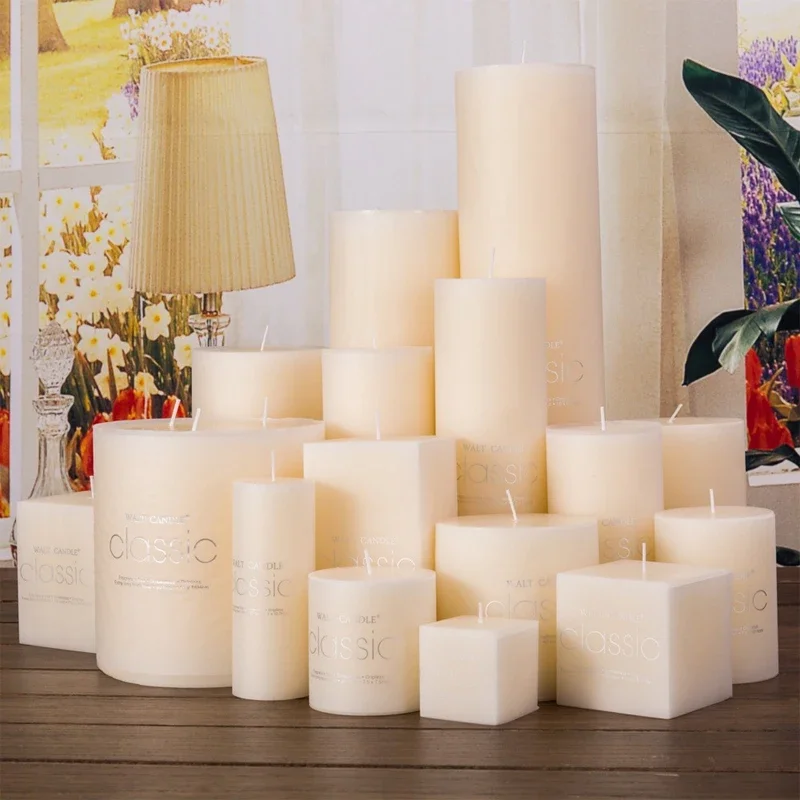 Classic European Ivory White Large Cylinder Candle Smokeless Tasteless Romantic Wedding Hotel Decoration Candle Holiday Supplies