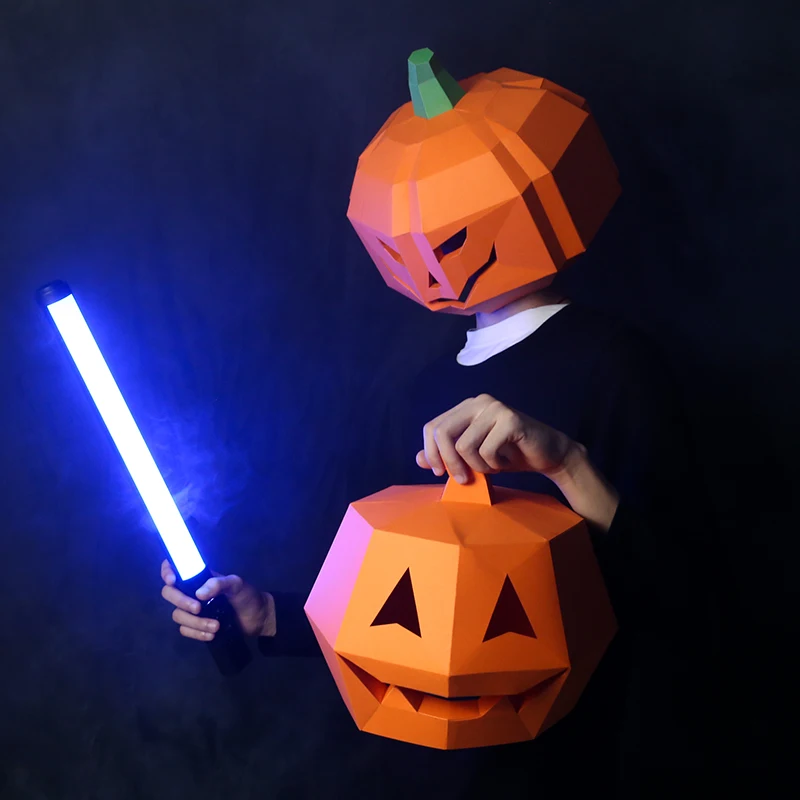 Molde de papel 3D para cabeza de calabaza, máscara de cabeza de calabaza, modelo Animal, accesorios de Cosplay de Halloween, juego de rol para fiesta, máscaras artesanales DIY