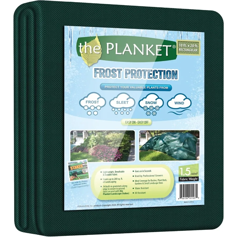 

11200 10 x 20 ft Frost Protection Plant Cover Rectangular Dark Green for Outdoor Garden Use in Cold Weather Durable UV Resistan