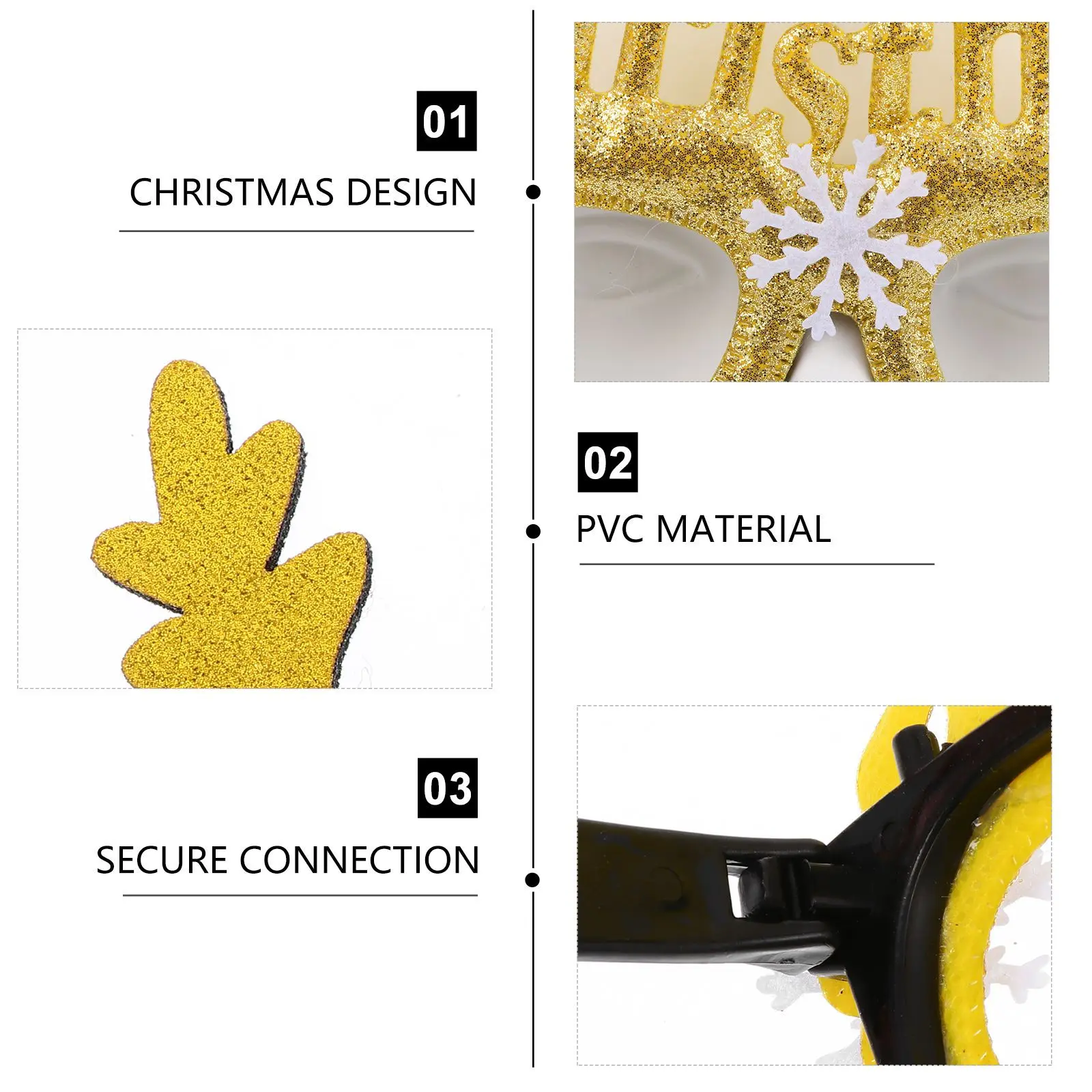 

6Pcs Christmas Glasses Frames Party Supplies Decorative Eyeglasses for Adult Lightweight Portable Funny Props for Holiday