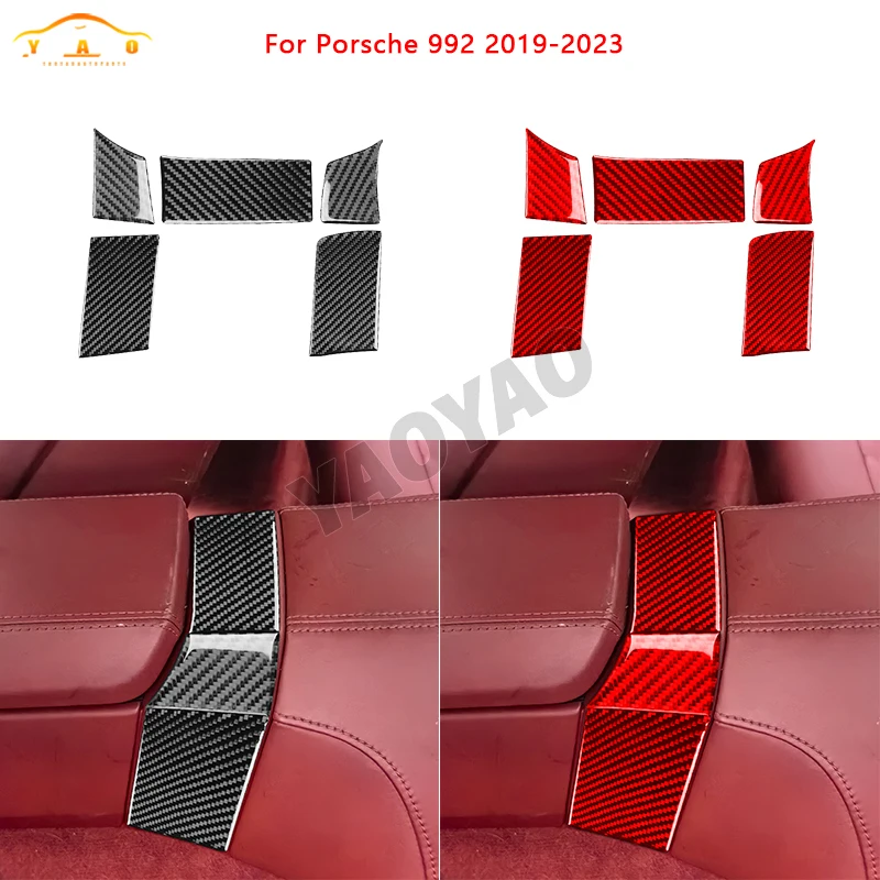 

Carbon Fiber Rear Armrest Panel Sticker Trim For Porsche 992 2019-2023 Interior Accessories