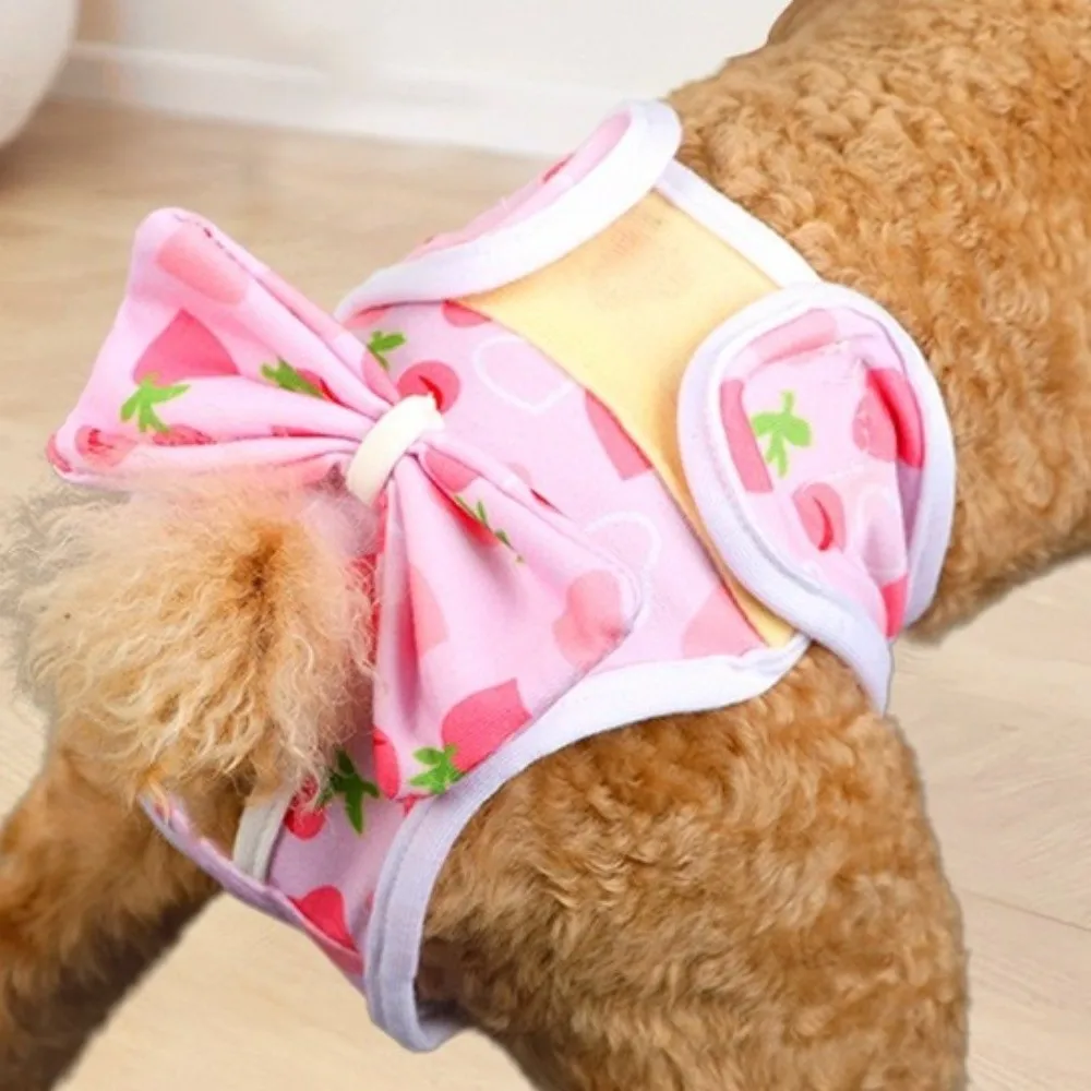 Washable Pet Physiological Pants Cartoon Print Adjustable Dog Sanitary Pants Comfortable Breathable Pet Protective Pants